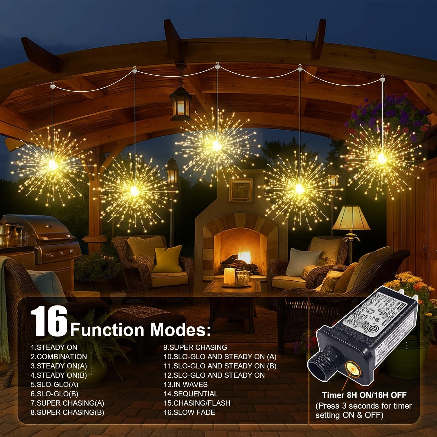 Starburst 5-Piece LED Light Set warm white outdoor decor by The Country Christmas Loft on Tampa Home & Garden Store