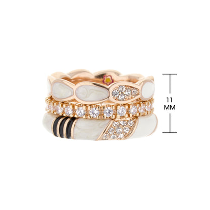 Moon Flower Stackable Ring Set in rose gold with clear crystal accents by Lauren G Adams on Tampa Home & Garden Store