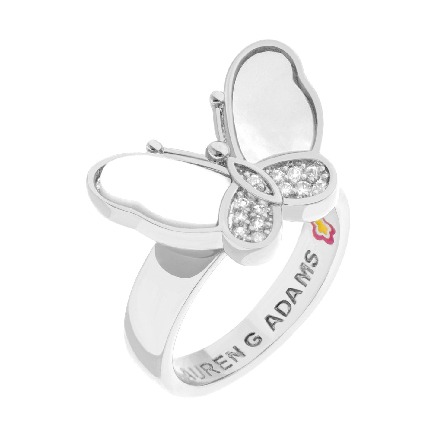 Mariposa Ring by Lauren G Adams, silver-tone band with pavé crystal butterfly wings on Tampa Home & Garden Store