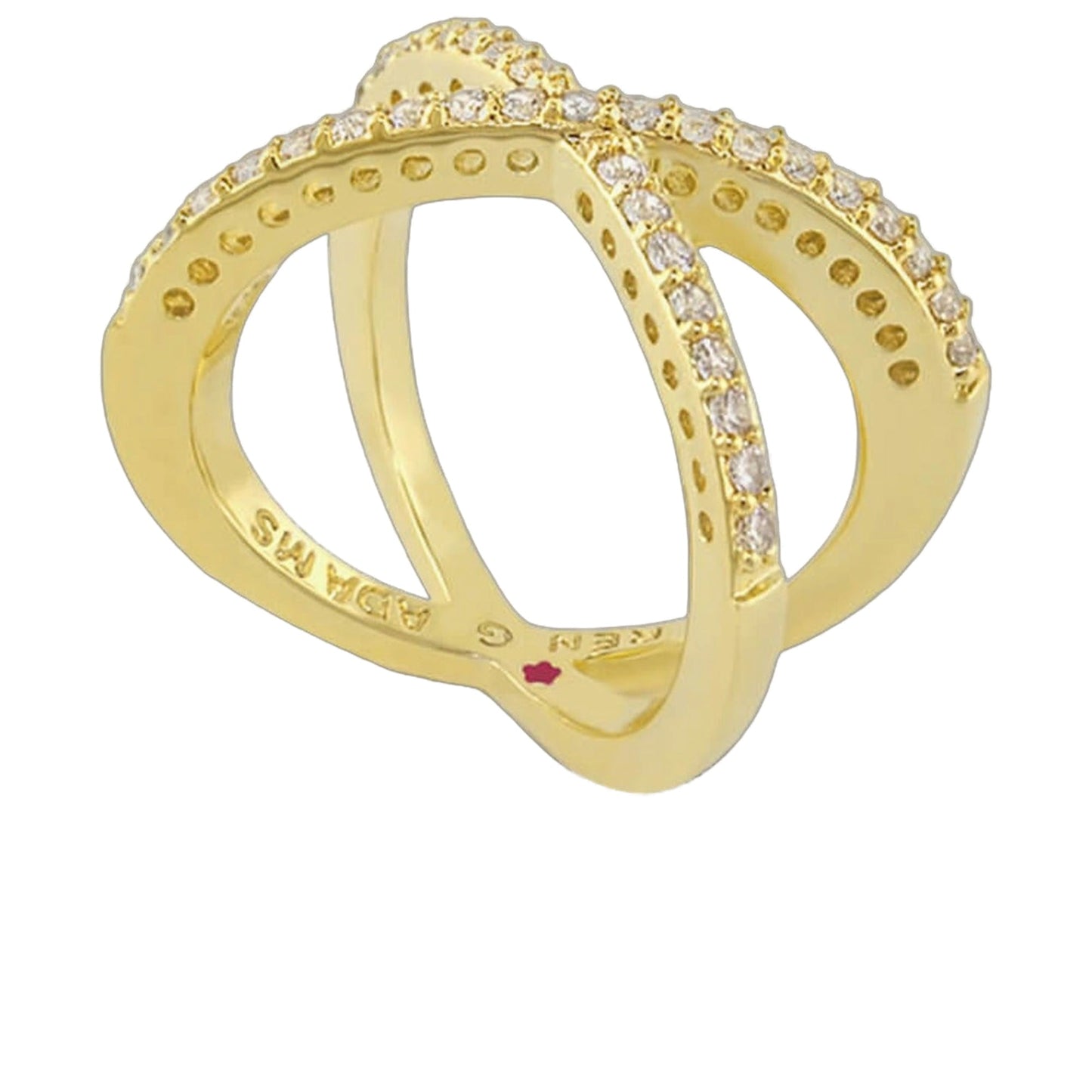 Axis Cocktail Ring by Lauren G Adams, gold band with pave diamonds, dual-band design on Tampa Home & Garden Store