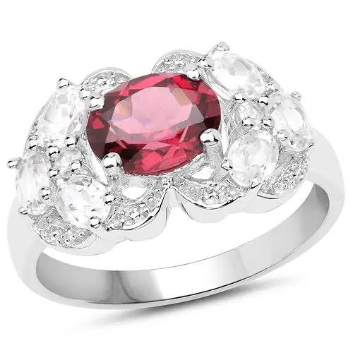 Rhodolite and White Zircon ring in .925 sterling silver, 3.16 ct center with pavé by Bids.com on Tampa Home & Garden Store