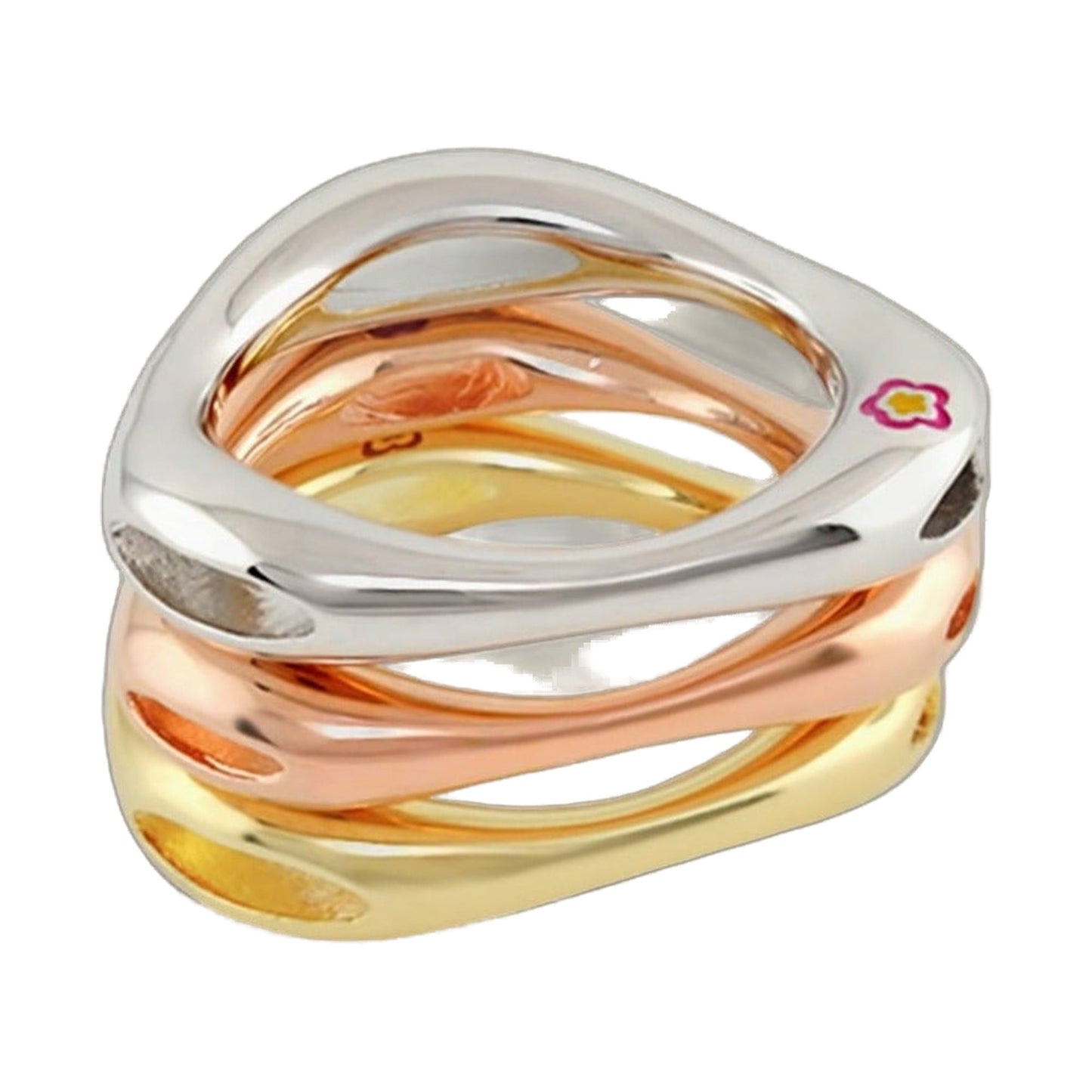 Socialite Stackable Ring Set by Lauren G Adams, tritone rose gold, silver, and yellow gold rings on Tampa Home & Garden Store