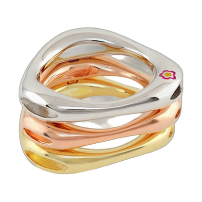 Socialite Stackable Ring Set by Lauren G Adams, tritone rose gold, silver, and yellow gold rings on Tampa Home & Garden Store