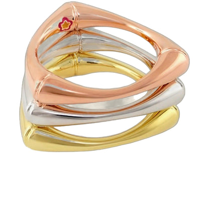 Socialite Stackable Ring Set by Lauren G Adams, three intertwined rose gold, yellow gold and white gold bands on Tampa Home & Garden Store