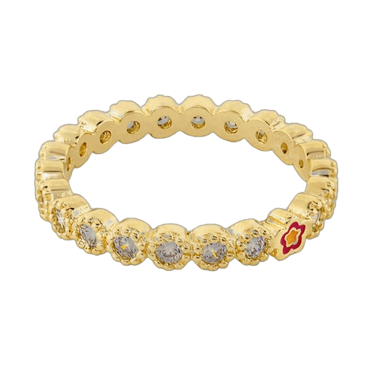 Socialite Stackable Ring by Lauren G Adams, gold-tone link band with clear stones on Tampa Home & Garden Store