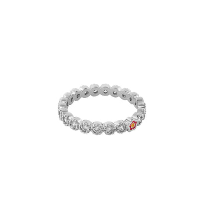 Socialite Stackable Ring by Lauren G Adams, silver-tone ring with enamel flower charm on Tampa Home & Garden Store