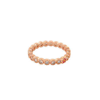 Socialite Stackable Ring by Lauren G Adams, rose gold band with crystals and flower accent on Tampa Home & Garden Store