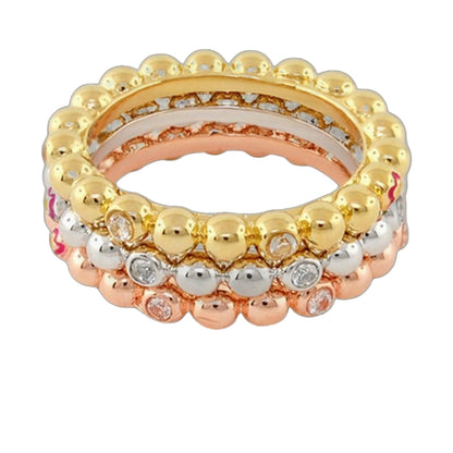 Socialite Stackable Ring Set by Lauren G Adams gold rose-gold bands with pavé stones on Tampa Home & Garden Store
