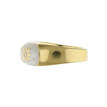 Floral Days Ring by Lauren G Adams, gold band with gray enamel floral bezel on Tampa Home & Garden Store