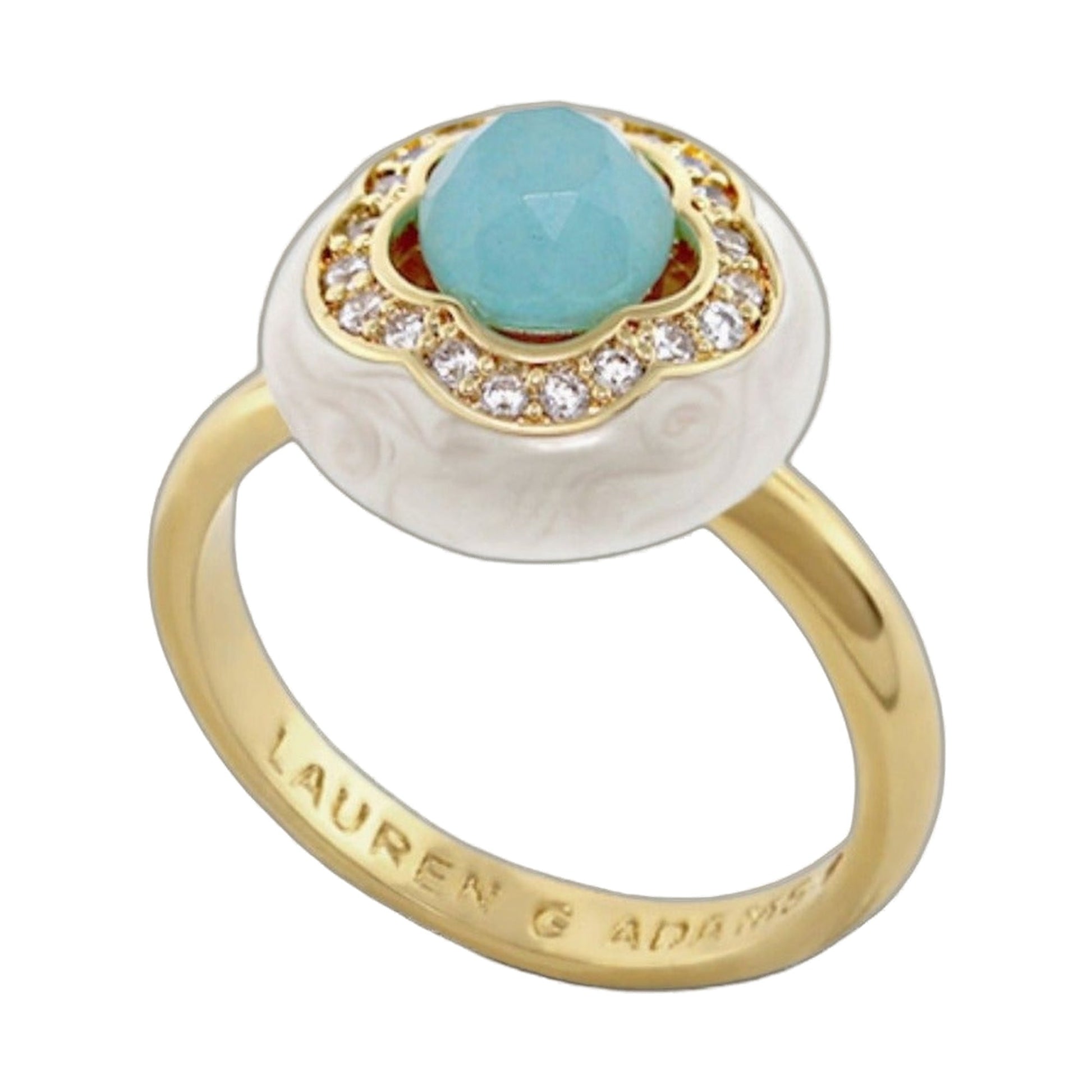 Floral Days Ring cocktail ring with turquoise cabochon and diamond halo by Lauren G Adams on Tampa Home & Garden Store