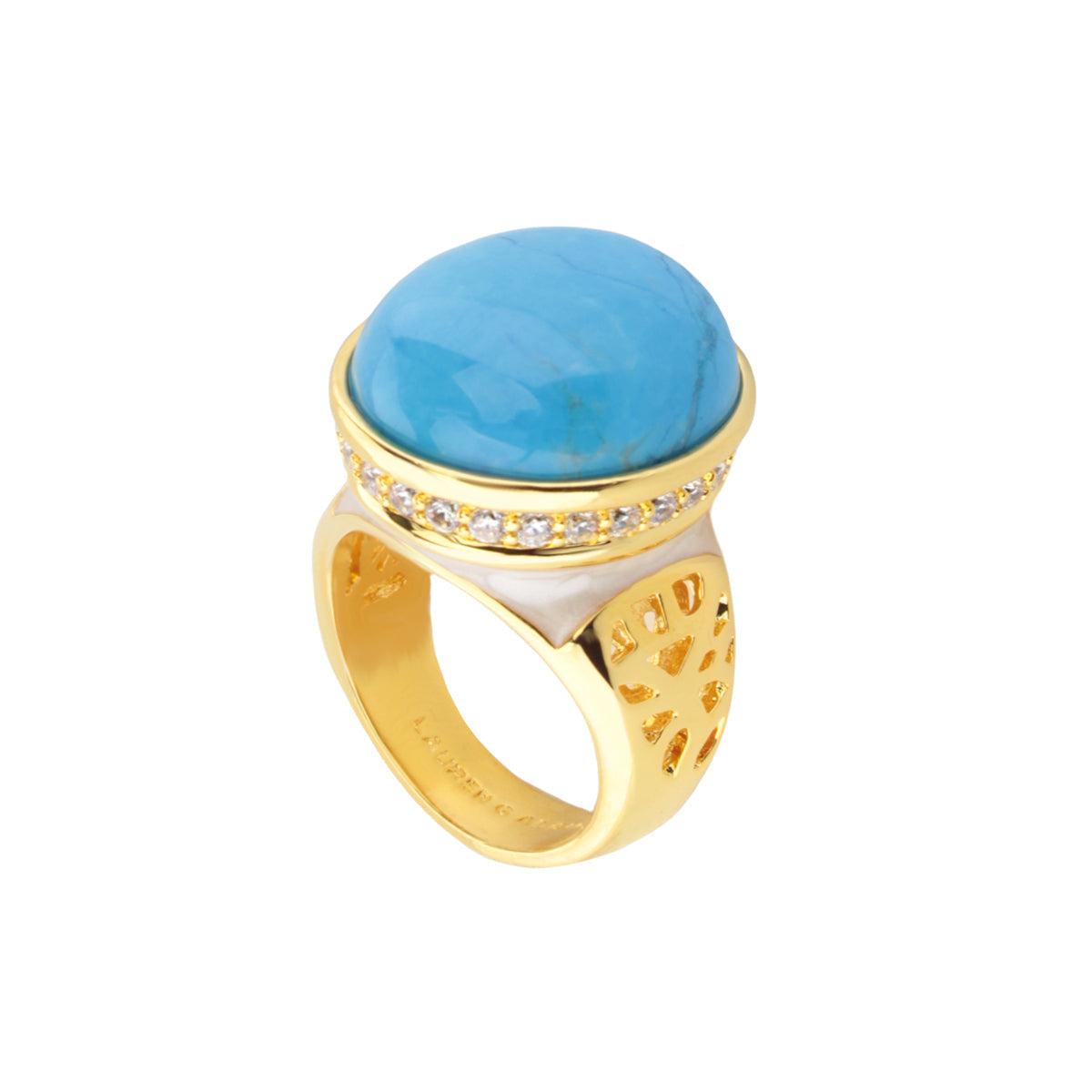 Cool Ice Cocktail Ring in gold with turquoise cabochon and diamond accents Lauren G Adams on Tampa Home & Garden Store