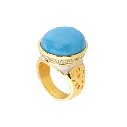 Cool Ice Cocktail Ring in gold with turquoise cabochon and diamond accents Lauren G Adams on Tampa Home & Garden Store