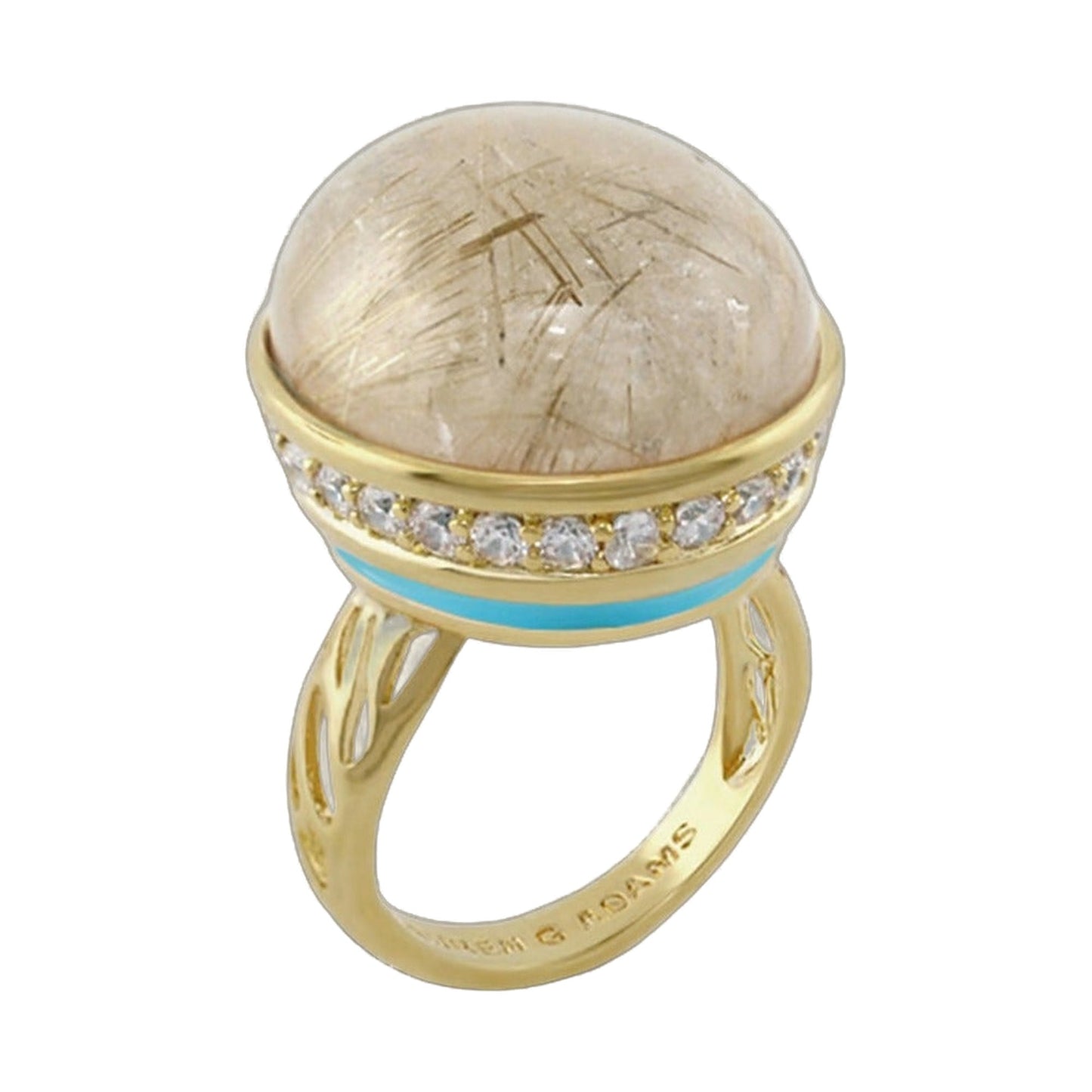 Cool Ice Ring Lauren G Adams: gold cocktail ring with rutilated quartz dome and crystal bezel on Tampa Home & Garden Store