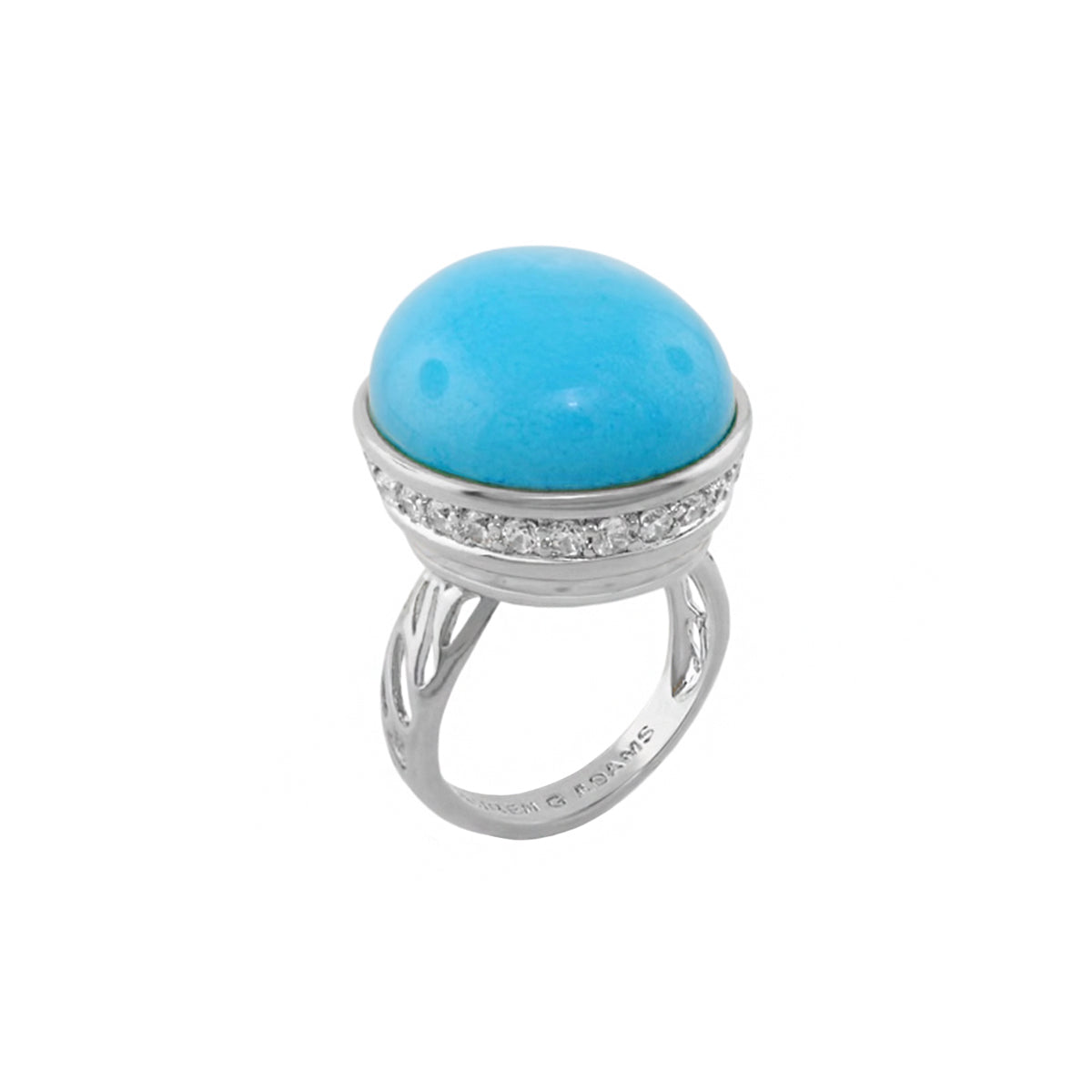 Cool Ice Ring by Lauren G Adams with turquoise cabochon and diamond-accent band on Tampa Home & Garden Store