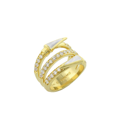 Utopia Ring gold-tone cocktail ring with diamond pavé bands and enamel accents Lauren G Adams on Tampa Home & Garden Store