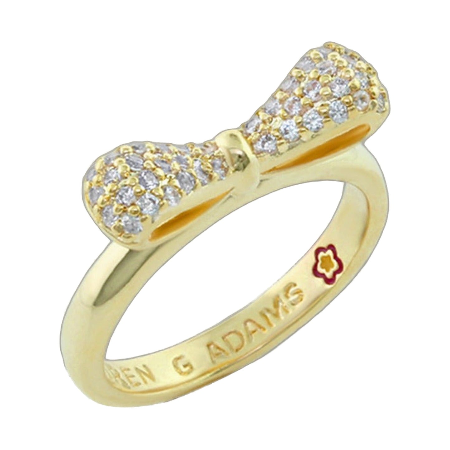 Open Arms Stackable Ring by Lauren G Adams, gold tone band with pavé stones on Tampa Home & Garden Store