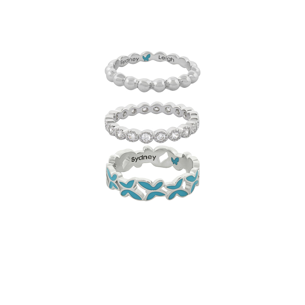 Sydney Leigh Butterfly Rings Set of 3 silver-tone rings with blue butterfly by Lauren G Adams on Tampa Home & Garden Store