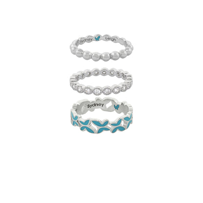 Sydney Leigh Butterfly Rings Set of 3 silver-tone rings with blue butterfly by Lauren G Adams on Tampa Home & Garden Store