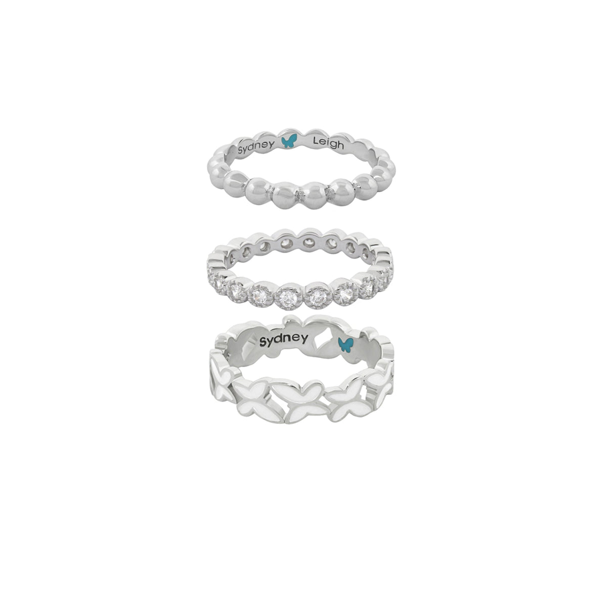 Sydney Leigh butterfly rings set of 3 in silver-tone finish by Lauren G Adams on Tampa Home & Garden Store