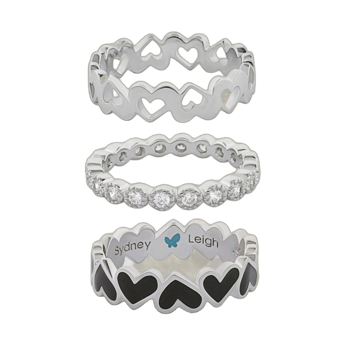 Sydney Leigh Heart Rings Set of 3 silver stackable with heart cutouts by Lauren G Adams on Tampa Home & Garden Store
