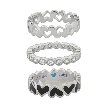 Sydney Leigh Heart Rings Set of 3 silver stackable with heart cutouts by Lauren G Adams on Tampa Home & Garden Store