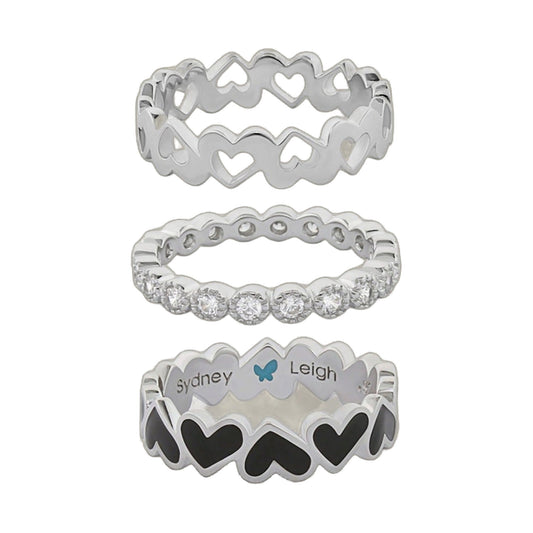 Sydney Leigh Heart Rings Set of 3 silver stackable with heart cutouts by Lauren G Adams on Tampa Home & Garden Store