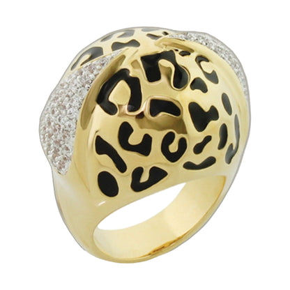 Sweet Leopard Cocktail Ring by Lauren G Adams; gold-tone domed leopard print with pavé halo on Tampa Home & Garden Store