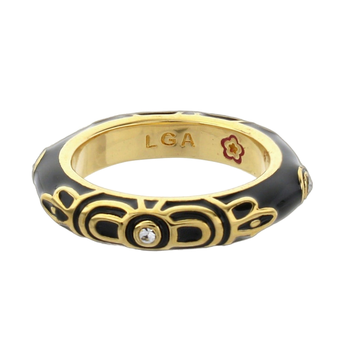 Petit Gateau Stackable Ring Black Scrollwork by Lauren G Adams gold interior LGA engraving on Tampa Home & Garden Store
