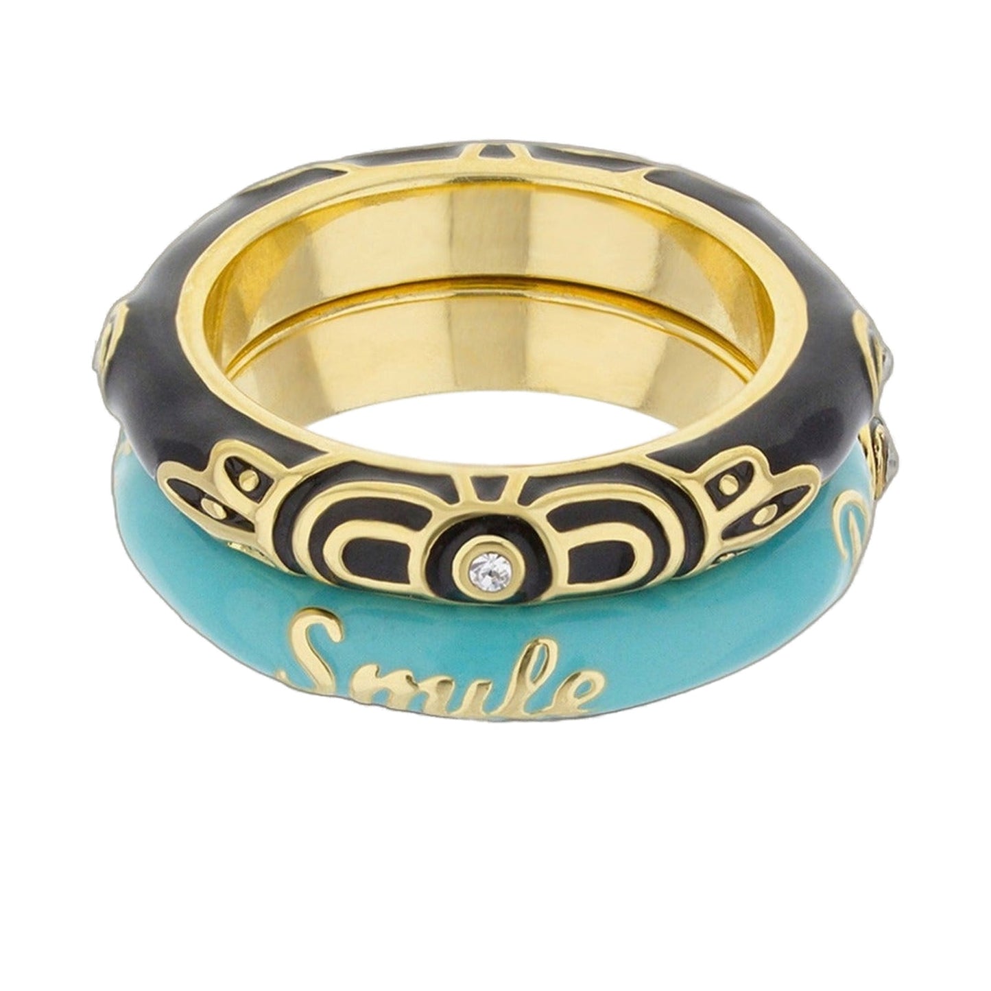 Petit Gateau Stackable Ring Set by Lauren G Adams, turquoise enamel with gold-tone band on Tampa Home & Garden Store