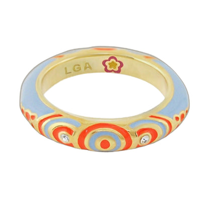 Petit Gateau Stackable Ring Concentric Circles blue gold accents Lauren G Adams ring on Tampa Home & Garden Store