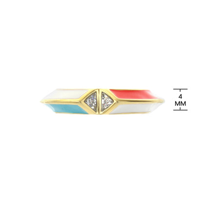 Petit Gateau Ring Knife-Edge Pavé by Lauren G Adams, gold band with diamond pavé panels on Tampa Home & Garden Store
