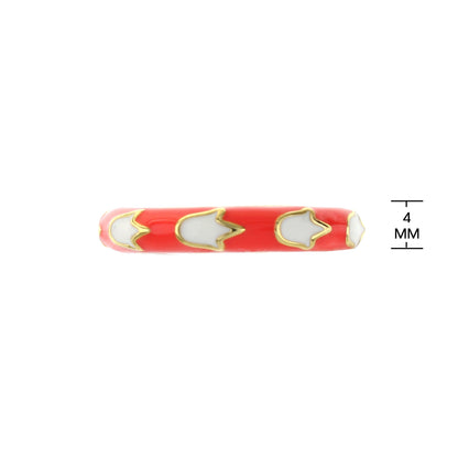 Petit Gateau Stackable Ring by Lauren G Adams in red enamel with gold heart accents on Tampa Home & Garden Store