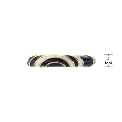Petit Gateau Ring Swirl Stripe black enamel with cream and gold swirls Lauren G Adams on Tampa Home & Garden Store