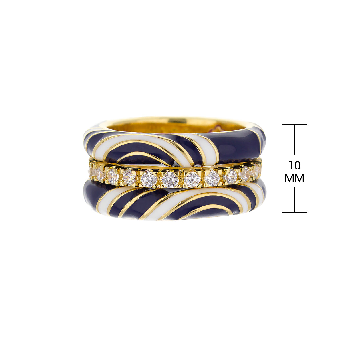 Petit Gateau Stackable Ring set of 3 by Lauren G Adams in navy enamel with pavé diamond band on Tampa Home & Garden Store