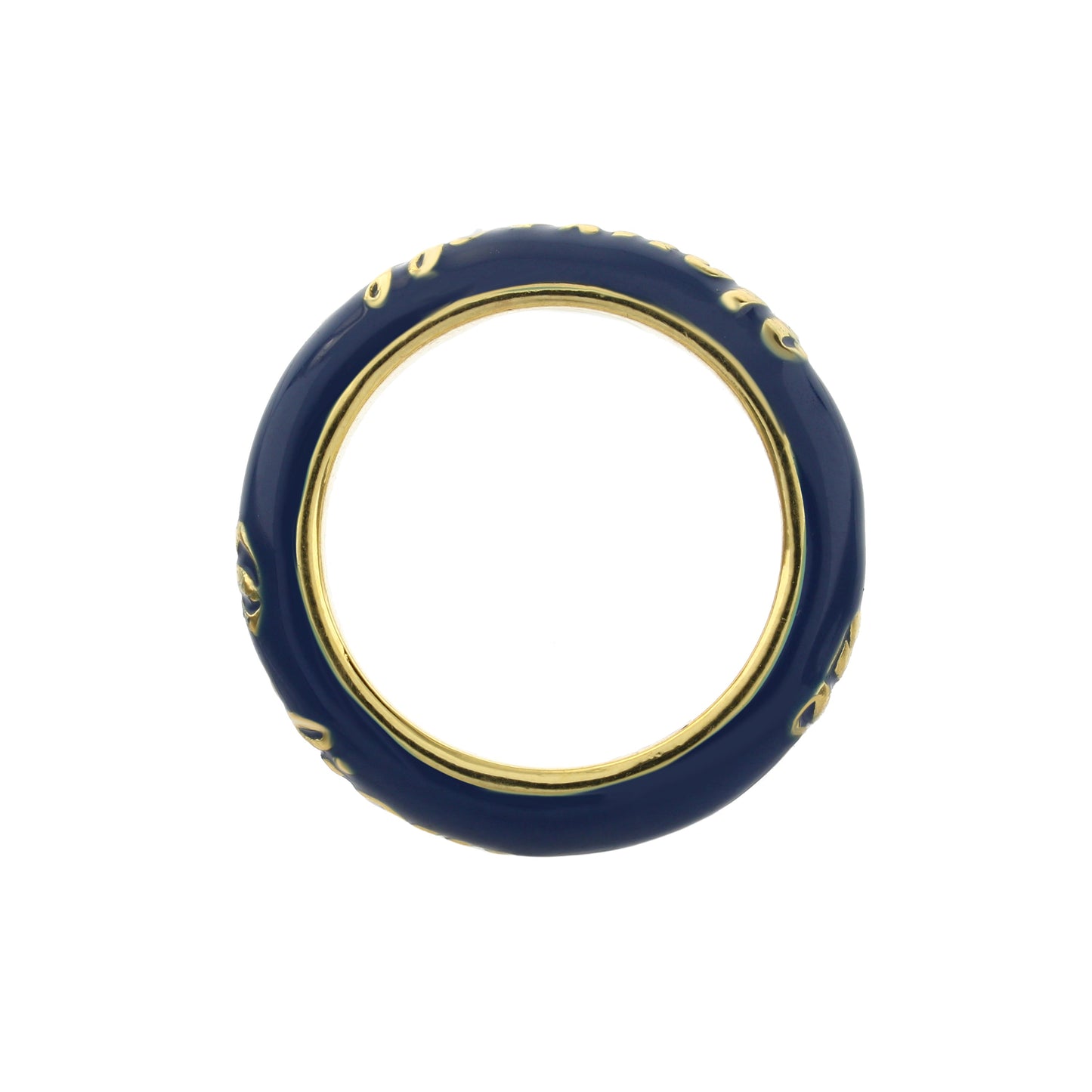 Petit Gateau Stackable Ring Believe Script navy enamel with gold trim by Lauren G Adams on Tampa Home & Garden Store