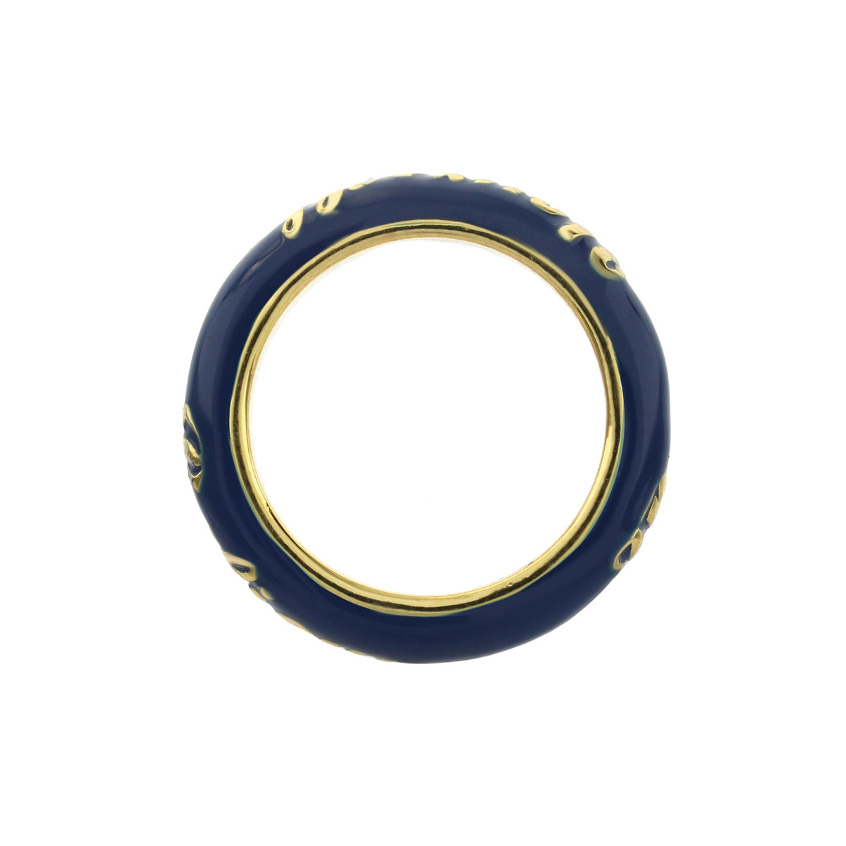 Petit Gateau Stackable Ring Believe Script navy enamel with gold trim by Lauren G Adams on Tampa Home & Garden Store