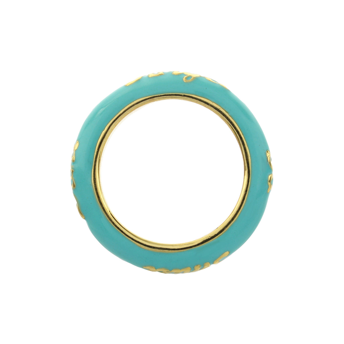 Petit Gateau Stackable Ring Turquoise Script enamel with gold trim by Lauren G Adams on Tampa Home & Garden Store