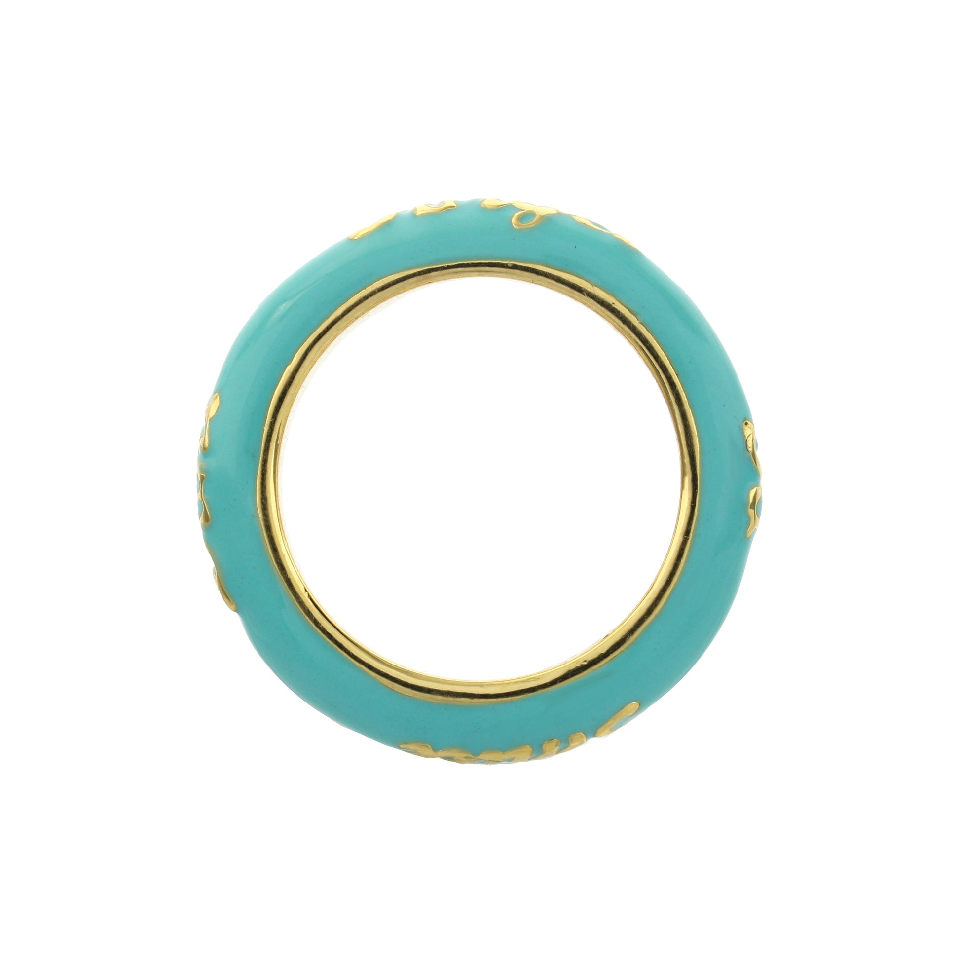 Petit Gateau Stackable Ring Turquoise Script enamel with gold trim by Lauren G Adams on Tampa Home & Garden Store