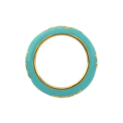 Petit Gateau Stackable Ring Turquoise Script enamel with gold trim by Lauren G Adams on Tampa Home & Garden Store