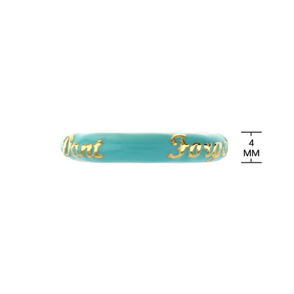 Petit Gateau Stackable Ring turquoise script by Lauren G Adams enamel band with gold script on Tampa Home & Garden Store