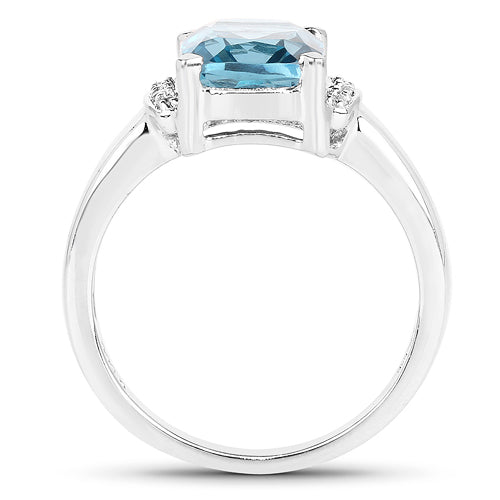 3.55ct London Blue Topaz and white topaz ring in .925 sterling silver by Bids.com on Tampa Home & Garden Store
