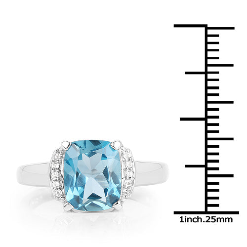 Ring 3.55ct London Blue Topaz & White Topaz in .925 sterling silver with pave by Bids.com on Tampa Home & Garden Store