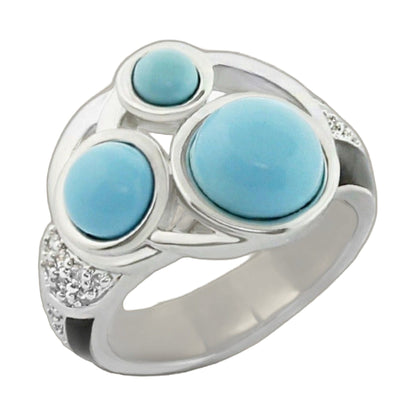 Eclipse Collection Ring featuring turquoise cabochons and diamond-accented silver band on Tampa Home & Garden Store