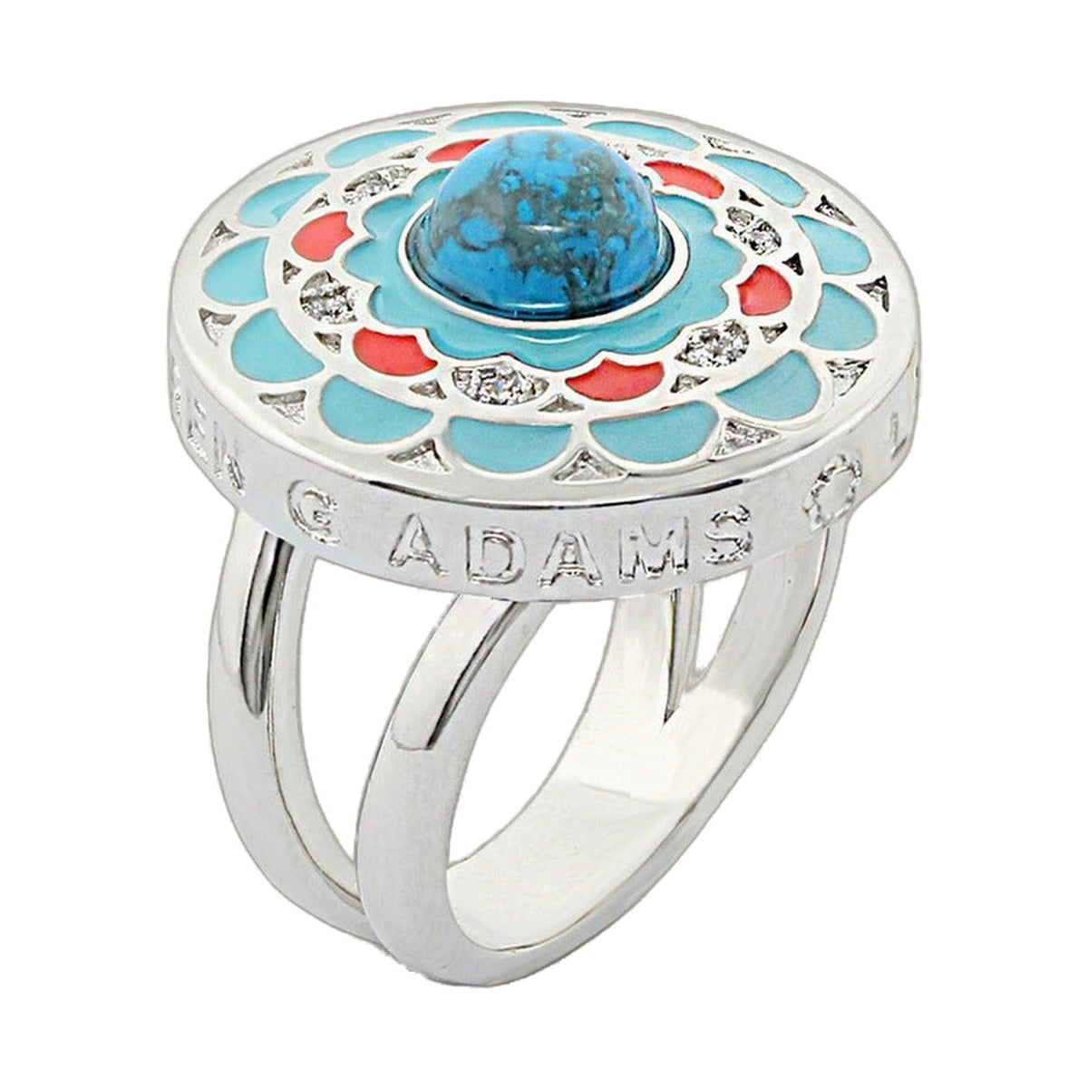 Dream Catcher Ring silver cocktail ring with turquoise enamel and blue center stone Lauren G Adams on Tampa Home & Garden Store
