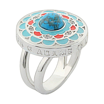 Dream Catcher Ring silver cocktail ring with turquoise enamel and blue center stone Lauren G Adams on Tampa Home & Garden Store