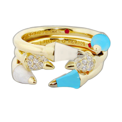 Material Girl Pave Band Set rings by Lauren G Adams; gold-tone pavé diamonds and blue enamel on Tampa Home & Garden Store