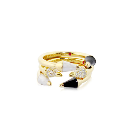 Material Girl pave band set rings, gold-tone trio with conical ends and pavé stones on Tampa Home & Garden Store