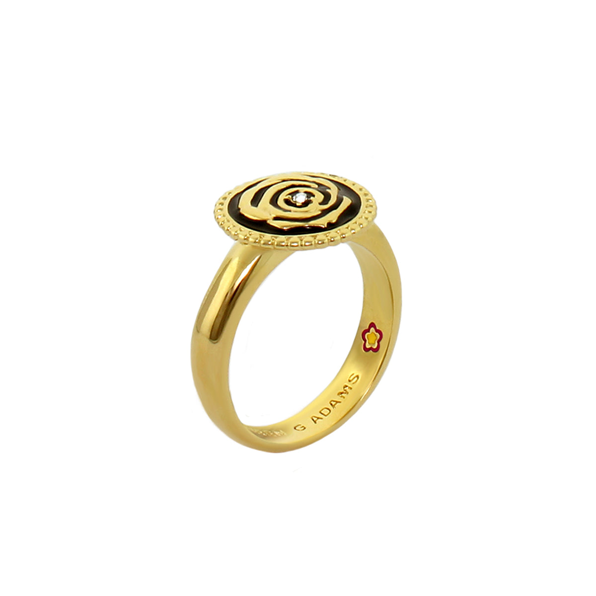 Rosie Passion Ring gold tone with spiral rose top and tiny center stone Lauren G Adams on Tampa Home & Garden Store