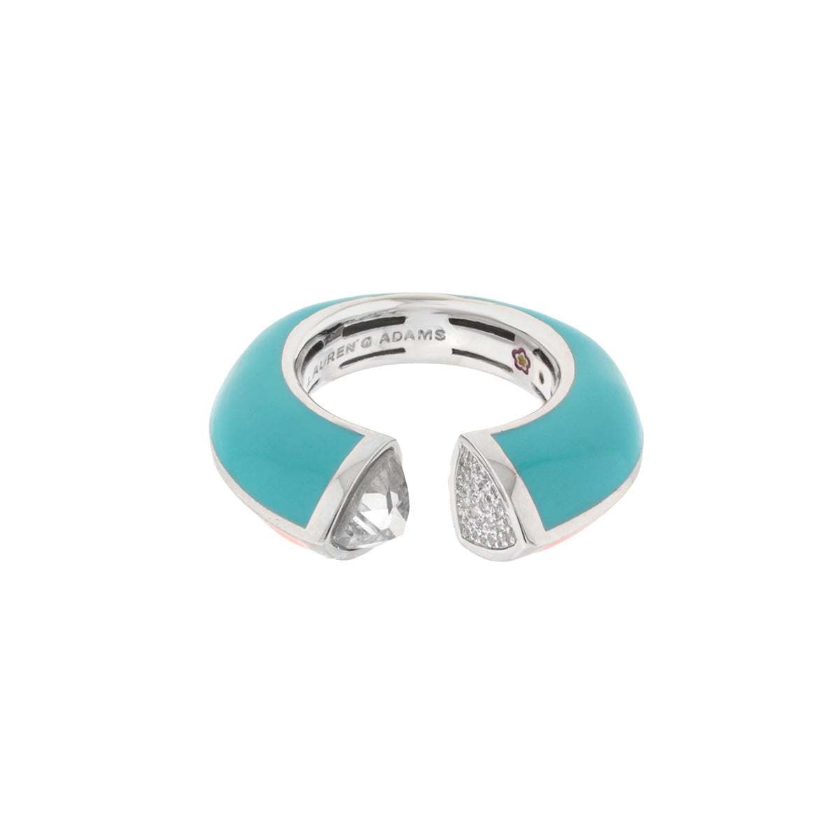 Triplet Ring turquoise enamel cocktail ring with crystal ends by Lauren G Adams on Tampa Home & Garden Store