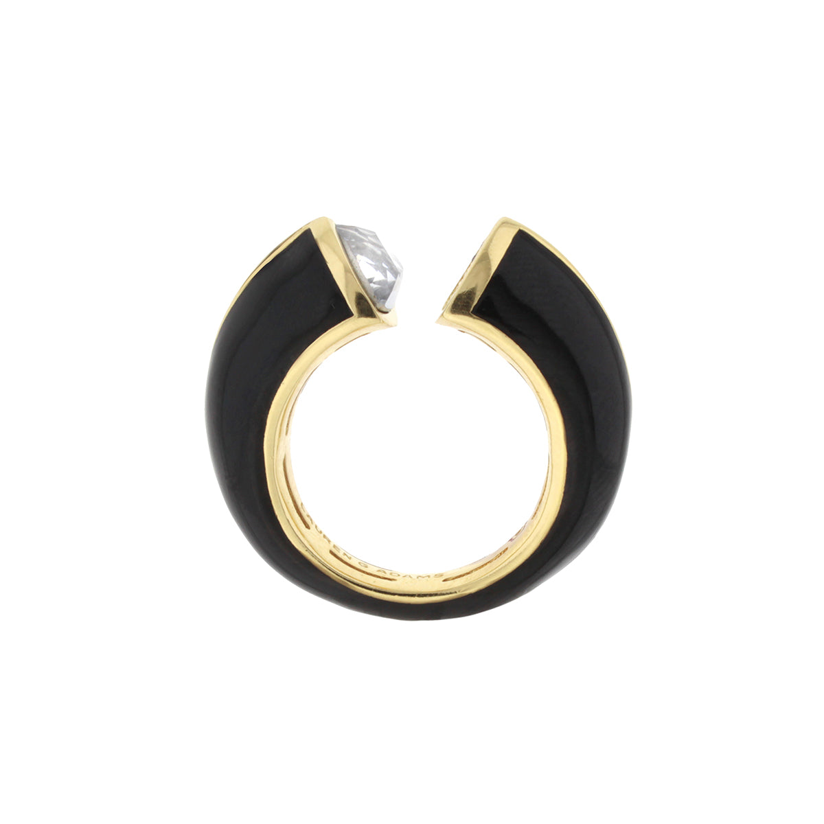 Triplet Ring by Lauren G Adams black enamel with goldtone edge and crystal accent on Tampa Home & Garden Store